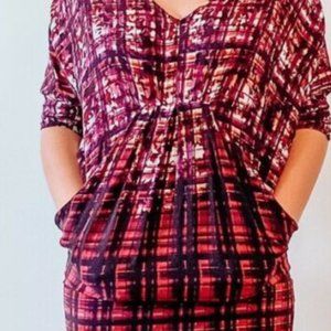 Maeve Anthropologie Pink Purple Tie Dye Printed Tunic Shift Dress